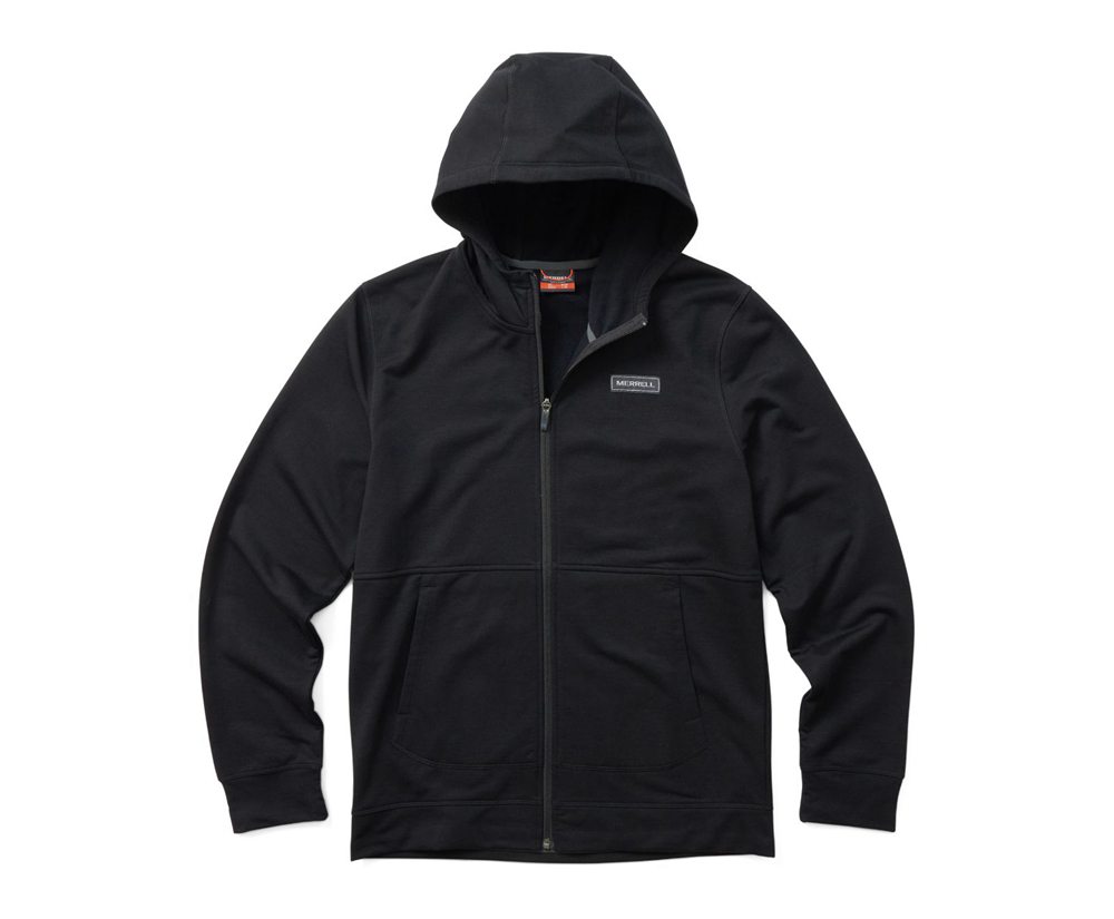 Merrell Jackets Black - Timber Full Zip Hoody - Mens 65IVNGZSY
